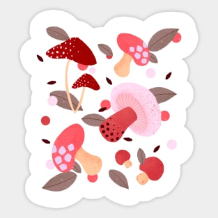 Pink and red mushrooms Sticker